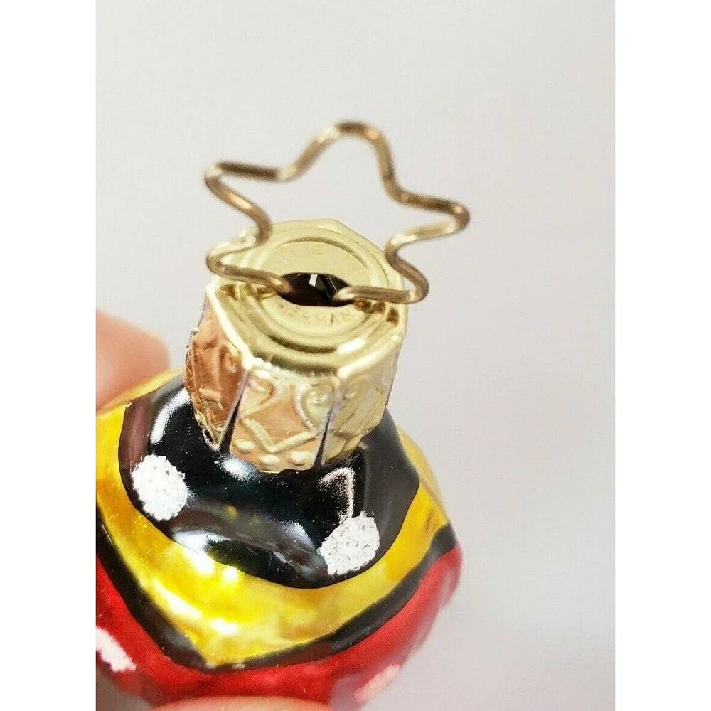 Vtg Lady Bug Ornament Blown Glass White Mica Glitter Red MCM Christmas Germany